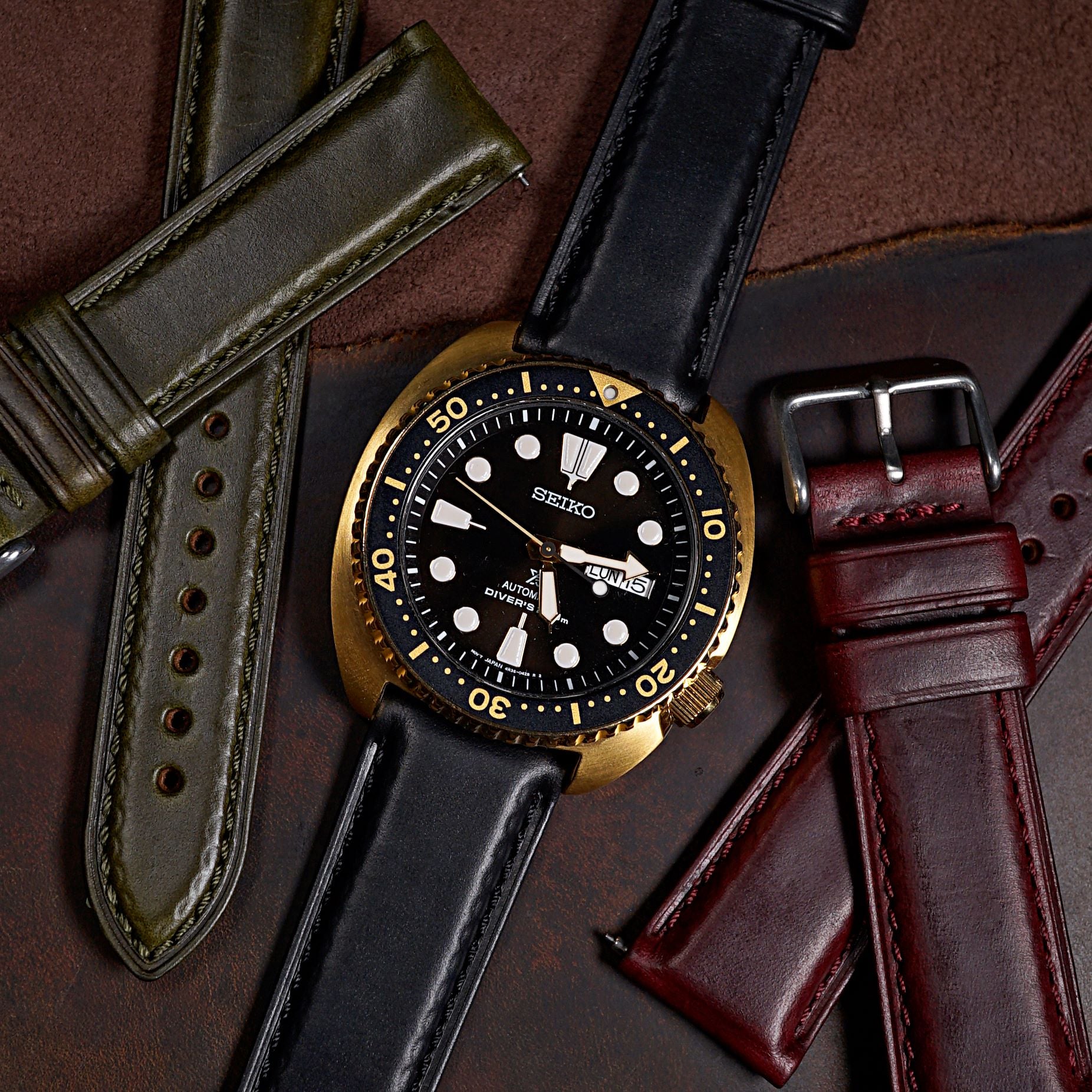 Horween Chromexcel Black Unlined Racing Leather Watch Strap outlets