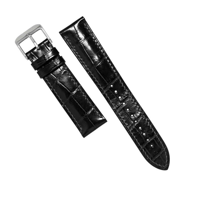 MTO Crocodile Leather Strap in Black (Glossy)