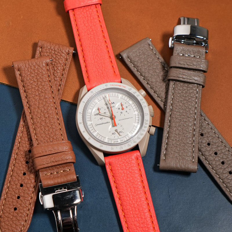 Classic Togo Leather Strap in Orange w/ Butterfly Clasp