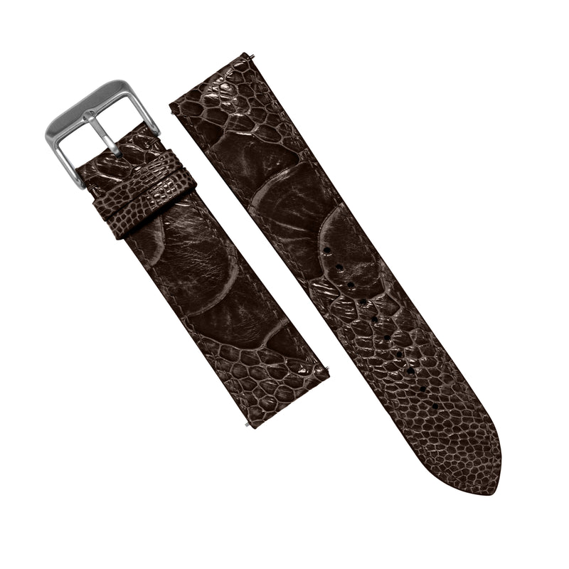 MTO Ostrich Leather Strap in Dark Brown