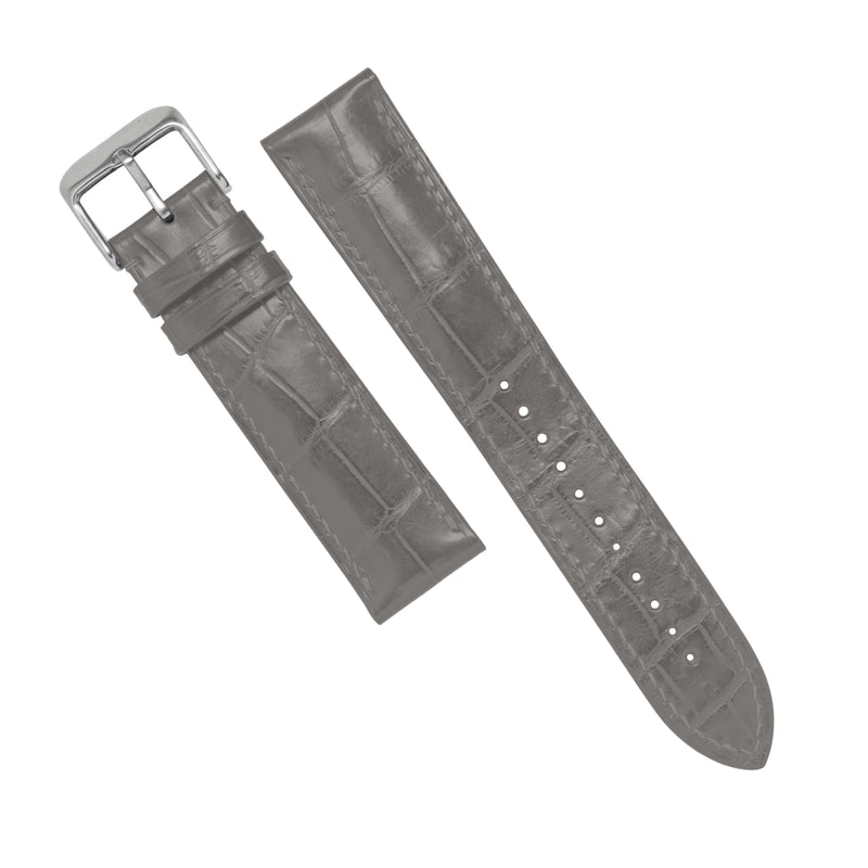 MTO Crocodile Leather Strap in Grey (Matte)