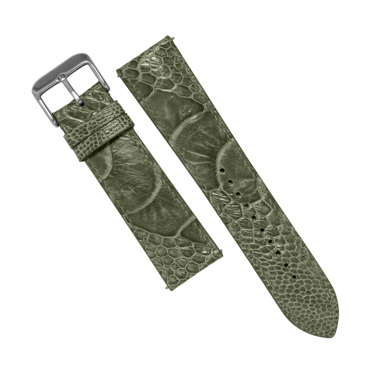 MTO Ostrich Leather Strap in Olive