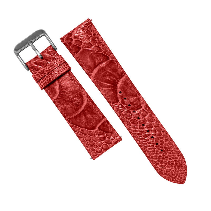 MTO Ostrich Leather Strap in Red