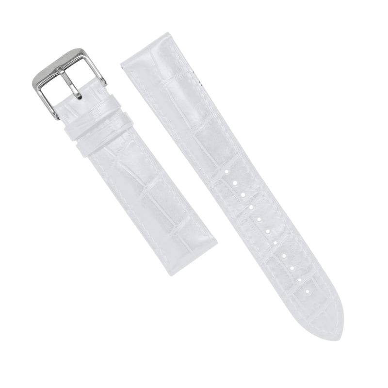 MTO Crocodile Leather Strap in White (Non-Glossy)