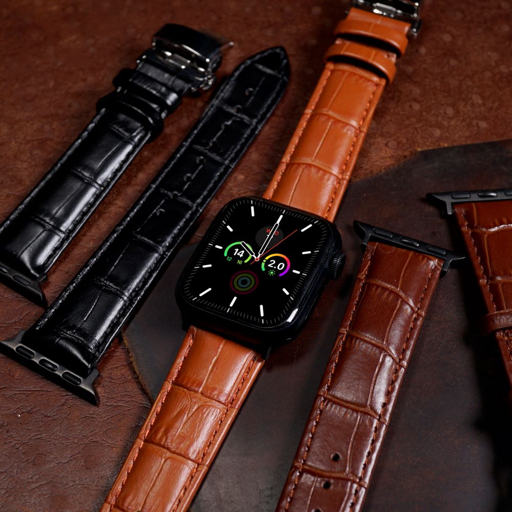 Tooled Leather Watch Band For Apple Watch Series 8 to 1 - 38/40mm